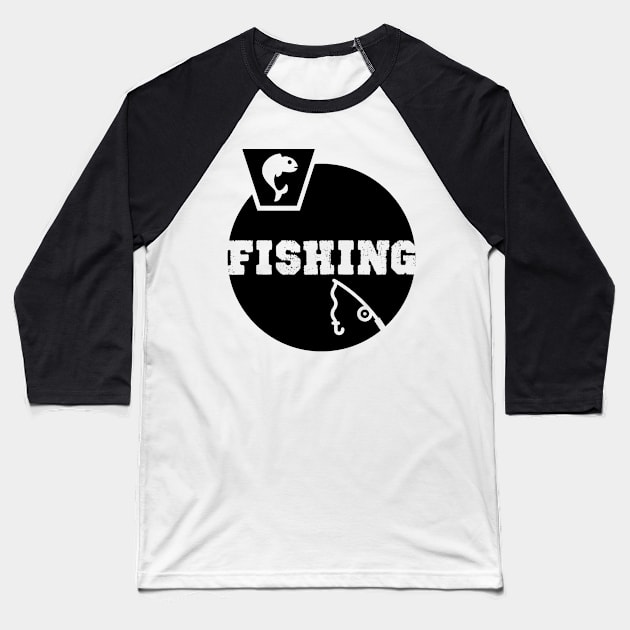 Fishing Birthday Gift Shirt. Includes a Fish and a Fishing Rod. Baseball T-Shirt by KAOZ